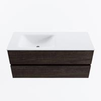 MONDIAZ VICA 110cm badmeubel onderkast Dark Brown 2 lades. Wastafel CLOUD links 1 kraangat, kleur Talc. - thumbnail