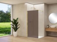 Inloopdouche Van Rijn Products ST01 120x200 cm 8 mm Brons Rookglas Incl. Beslag met Muurprofiel en Stabilisatiestang Geborsteld Messing - thumbnail