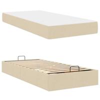 Bedframe met matras met matras 2 pcs Crème Stof - thumbnail