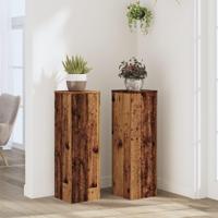 Plantenstandaards 2 st 25x25x80 cm bewerkt hout oud houtkleurig - thumbnail