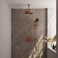BRAUER Stripe Thermostatische Inbouw Regendouche - 3-weg - rond - SET 48 - 25cm douchekop - plafondarm - 3-standen handdouche - doucheslang - geïntegreerde glijstang - koper geborsteld PVD 5-GK-459 - thumbnail
