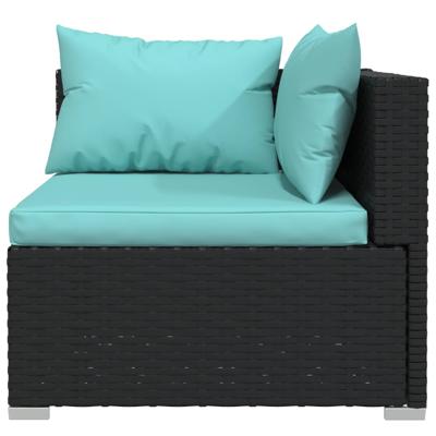 6-delige Loungeset met kussens poly rattan zwart