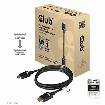 Club 3D ultra high speed hdmi 2.1 gecertificeerde kabel male-male (zwart, 1,5 meter, 4k 120hz, 8k 60hz, 48 gbps)