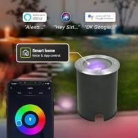 Set van 3 Lilly Smart Grondspots buiten - 5,5 Watt 345 lumen - RGBWW - Wifi + Bluetooth - Kantelbaar - Bestuurbaar via app - IP67 - Google Home - Amazon Alexa - RVS - thumbnail