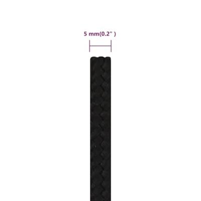 VidaXL Werktouw 5 mm 25 m polyester zwart