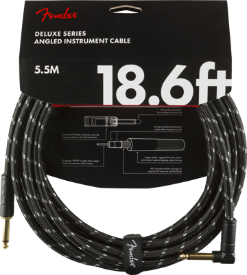 Fender Instrumentkabel Deluxe Black Tweed, Jack-Jack Haaks, 5.5m