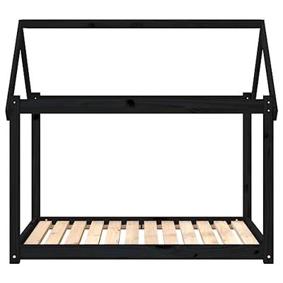 VidaXL Hondenmand 111x80x100 cm massief grenenhout zwart VidaXL Hondenmand 111x80x100 cm massief grenenhout zwart