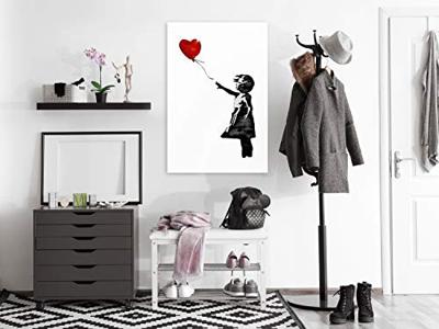 Schilderij - Banksy: Girl with Balloon (1 Part) Vertical