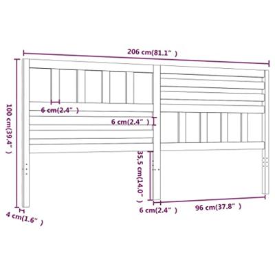 Hoofdbord 206x4x100 cm massief grenenhout - thumbnail