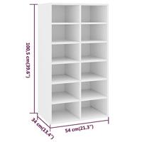 VidaXL Schoenenrek 54x34x100,5 cm bewerkt hout wit - thumbnail