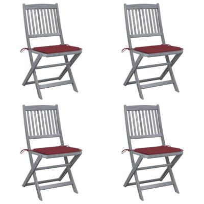 Tuinstoelen 4 st inklapbaar met kussens massief acaciahout