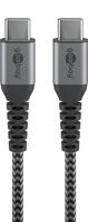 Goobay 49301 snellaadkabel USB C 60W 20V / extreem robuuste textielkabel / 480 Mbits oplaadkabel USB C/snellaadkabel Samsung USB C kabel 0,5 m/stoffen kabel grijs / 0,5 m - thumbnail