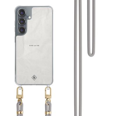 Samsung Galaxy S25 hoesje met grijs koord - Vive la vie