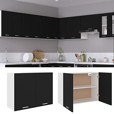 Bovenkast Lyon 80x31x60 cm bewerkt hout zwart