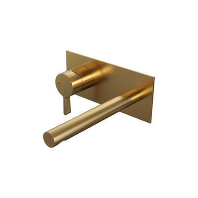 Gold Edition inbouw wastafelmengkraan met rechte uitloop en afdekplaat, model E2 (goud geborsteld PVD) Gold Edition inbouw wastafelmengkraan met rechte uitloop en afdekplaat, model E2 (goud geborsteld PVD)