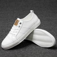 Microfiber Lederen bovenste eenvoudige effen kleur casual schoenen voor mannen (kleur: wit maat: 42) - thumbnail