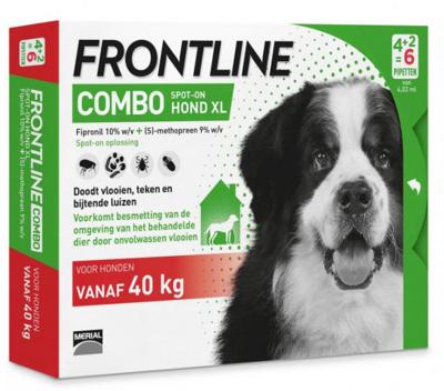 Frontline Combo Spot On hond XL / 40-60 kg 6 pipetten Frontline Combo Spot On hond XL / 40-60 kg 6 pipetten