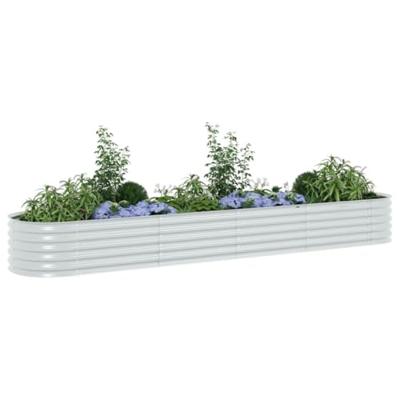VidaXL Plantenbak verhoogd 400x80x44 cm gegalvaniseerd staal zilver