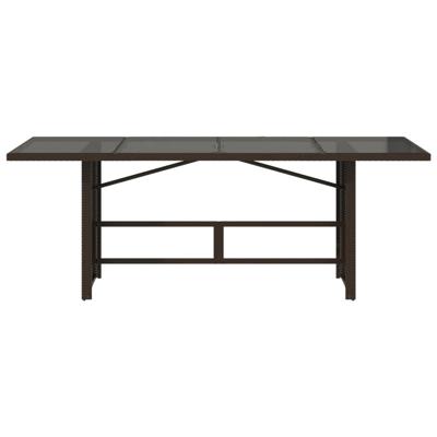 Tuintafel met glazen blad 190x80x75 cm poly rattan bruin - thumbnail