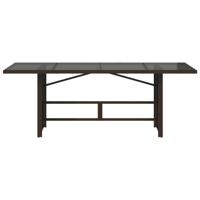 Tuintafel met glazen blad 190x80x75 cm poly rattan bruin - thumbnail