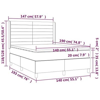 Boxspring met matras en LED stof crèmekleurig 140x190 cm