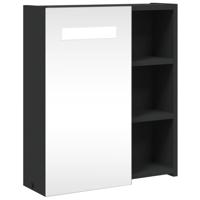 Badkamerkast met spiegel en LED 45x13x52 cm zwart - thumbnail