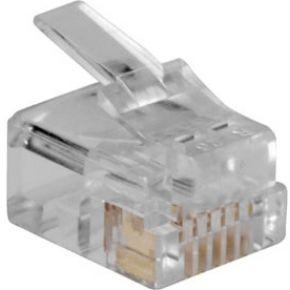 ACT TD106R RJ12 Modulaire Connector | Ronde kabel | Soepele Aders | 25 stuks
