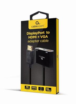 DisplayPort kabel GEMBIRD A-DPM-HDMIFVGAF-01 Zwart 10 cm
