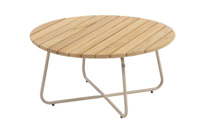 4SO Verdi koffietafel teak 73 cm rond frame latte