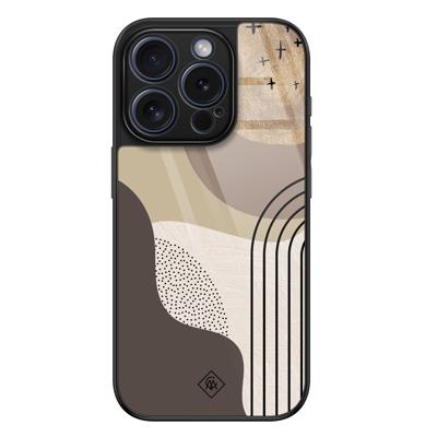 iPhone 15 Pro glazen hardcase - Abstract almond iPhone 15 Pro glazen hardcase - Abstract almond