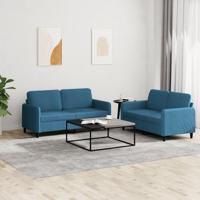 2-delige Loungeset fluweel blauw - thumbnail
