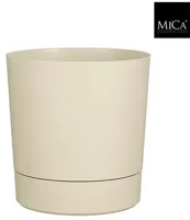 Mica Decorations Bloempot 'Coco' met schotel d32.5 h34 beige - thumbnail