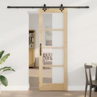 Schuifdeur met Hardware Set 73,5x211 cm Massief Hout Denneboom - thumbnail