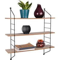 Stijlvol Zwart Wandrek met 3 Schappen van Aluminium - thumbnail