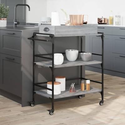 Keukentrolley 81,5x41x92,5 cm bewerkt hout grijs sonoma eiken