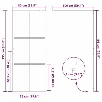 VidaXL Inloop douche wand goud 80 x 195 cm gehard glas
