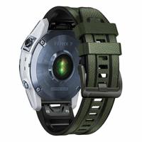By Qubix - leer + siliconen bandje - Groen - Compatible met Garmin Tactix 8-51mm - Compatible Garmin bandje - thumbnail