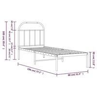 Bedframe met hoofdbord metaal zwart 75x190 cm - thumbnail