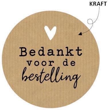 KP etiket "Bedankt voor de bestelling", kraft, diameter 50 mm, rol van 250 stuks