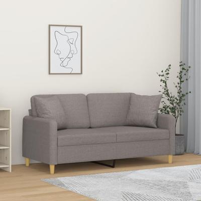 Tweezitsbank met sierkussens 140 cm stof taupe
