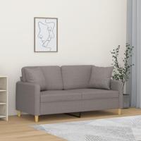 Tweezitsbank met sierkussens 140 cm stof taupe - thumbnail