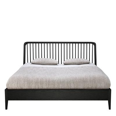 Ethnicraft Bed 'Spindle' Gevernist Eikenhout, 160 x 200cm, kleur Zwart
