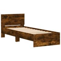 Bedframe met hoofdbord en LED gerookt eikenkleurig 75x190 cm - thumbnail
