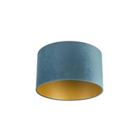 QAZQA Velours lampenkap blauw 35|35|20 met gouden binnenkant - thumbnail