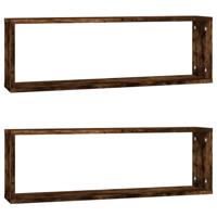 Wandschappen kubus 2 st 80x15x26,5 cm hout gerookt eikenkleurig - thumbnail