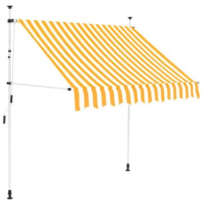 VidaXL Luifel handmatig uittrekbaar 150 cm oranje en witte strepen