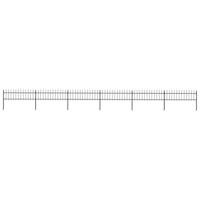 Tuinhek met speren bovenkant 10,2x0,6 m staal zwart - thumbnail