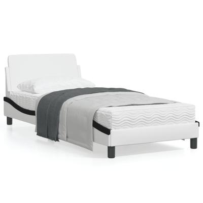 Bedframe "Dover" kunstleer wit en zwart 80x200 cm
