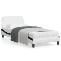 Bedframe "Dover" kunstleer wit en zwart 80x200 cm - thumbnail