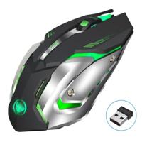 HXSJ M10 2.4 GHz 6-Keys USB oplaadbare kleurrijke verlichting ergonomische 2.400 dpi draadloze optische gaming muis voor desktop computers - thumbnail